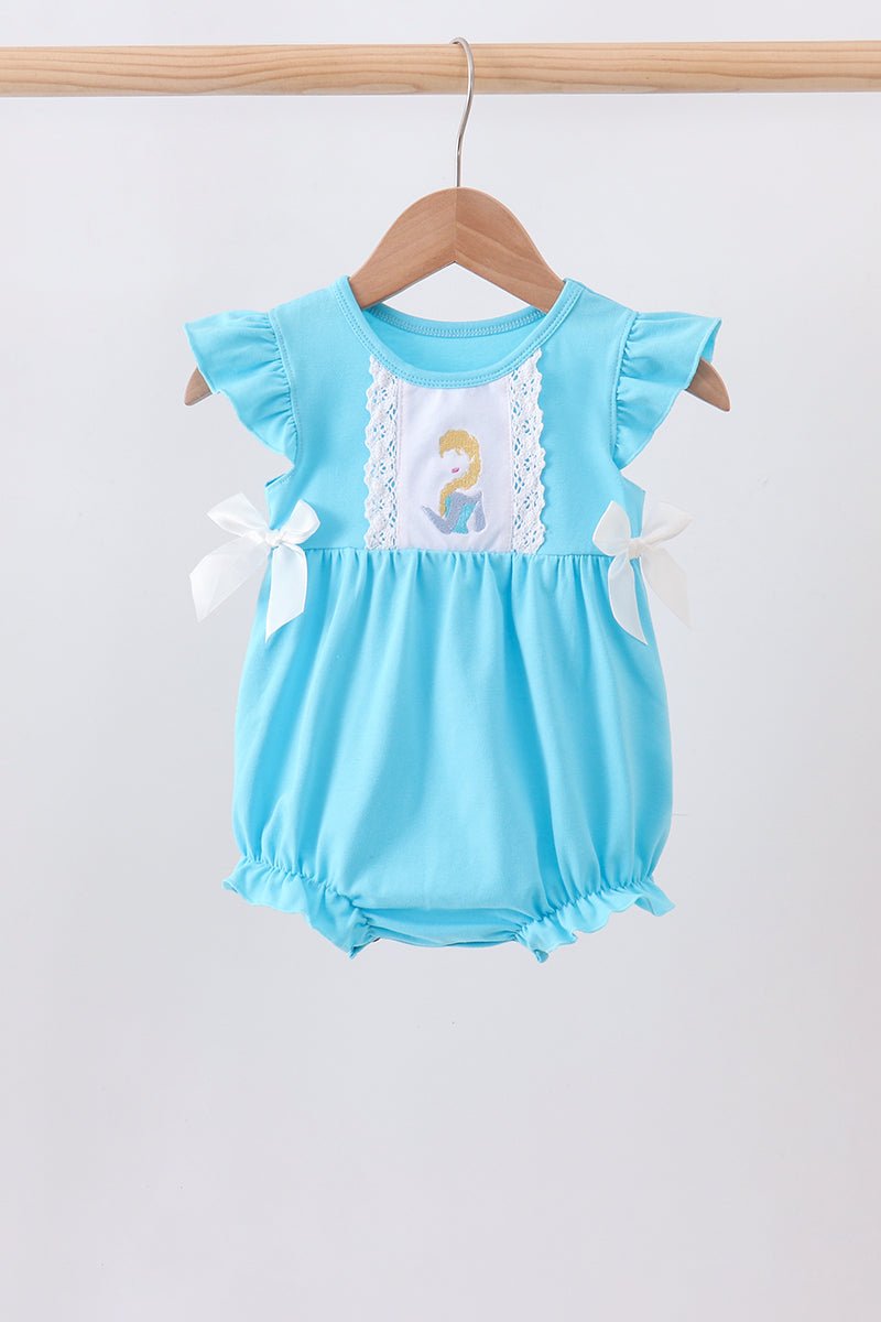 Blue character embroidery ruffle bubble - Abbies Place