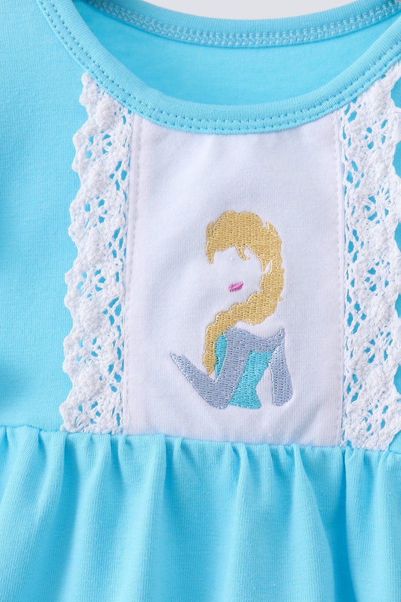 Blue character embroidery ruffle bubble - Abbies Place