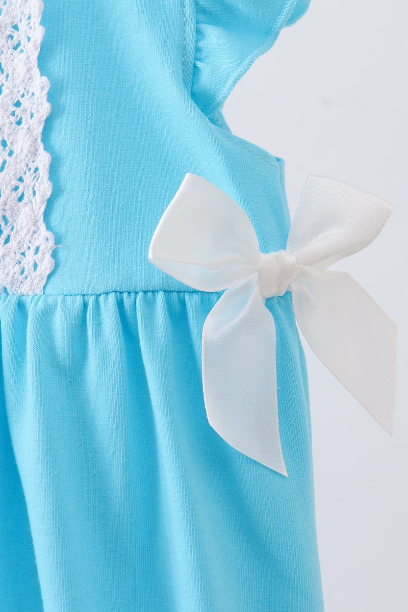 Blue character embroidery ruffle bubble - Abbies Place