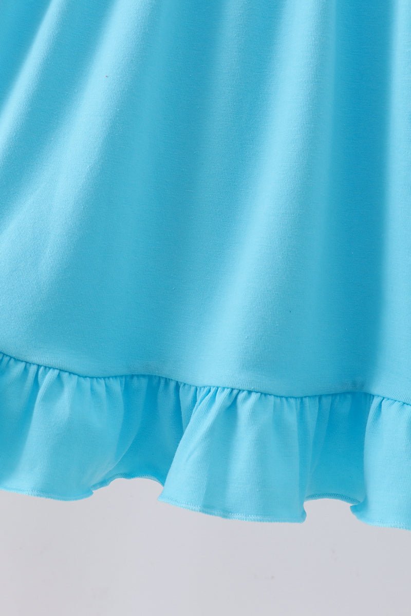Blue character embroidery ruffle dress - Abbies Place