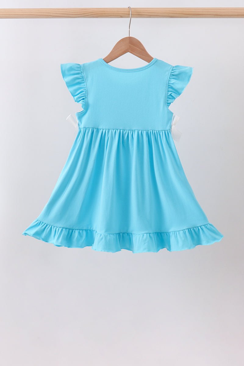 Blue character embroidery ruffle dress - Abbies Place