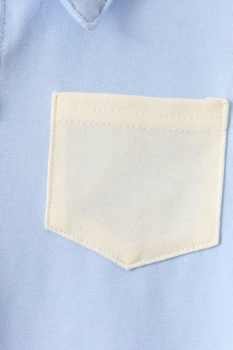 Blue Colorblock Pocket Shorts Set - Abbies Place