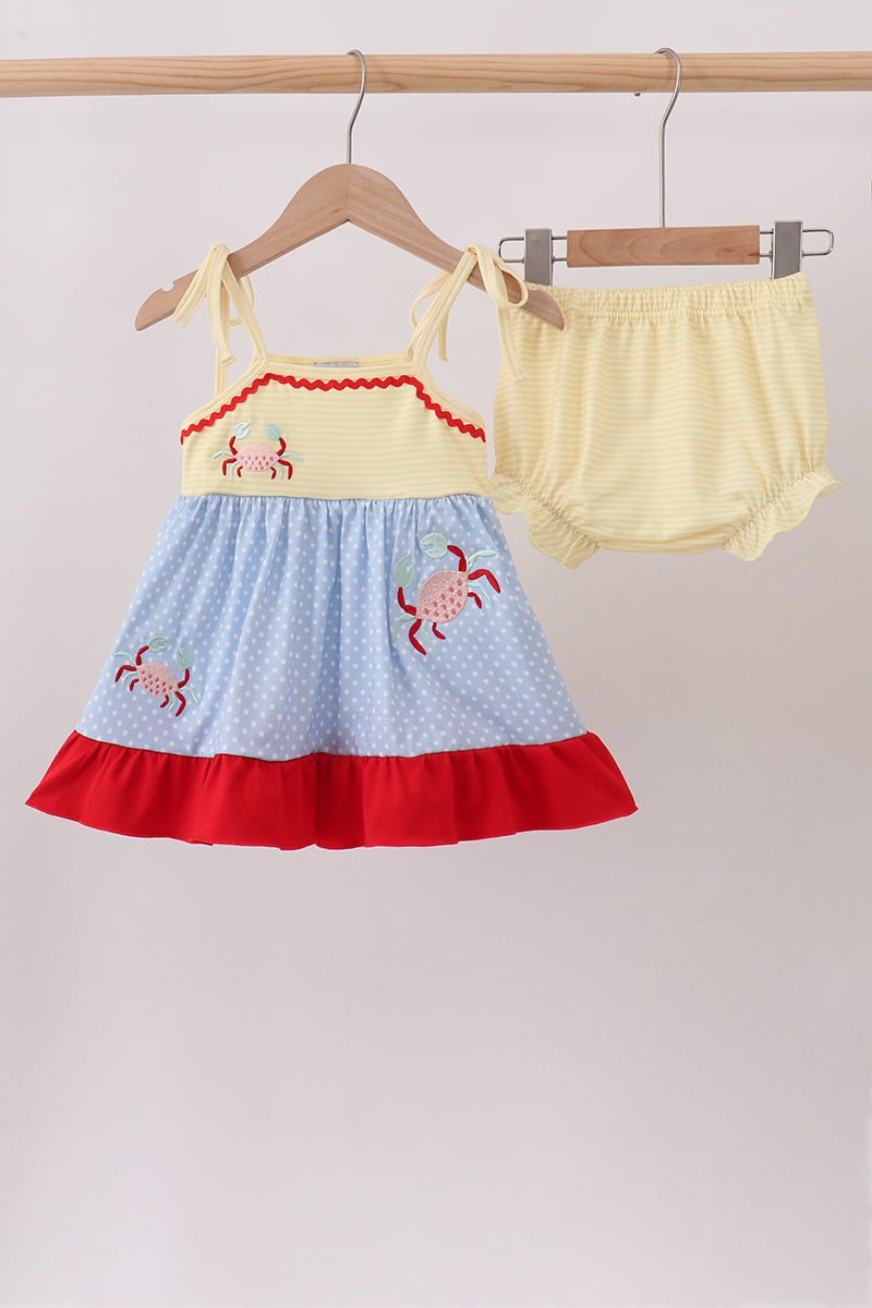Blue Crab Applique Bloomer Set - Abbies Place