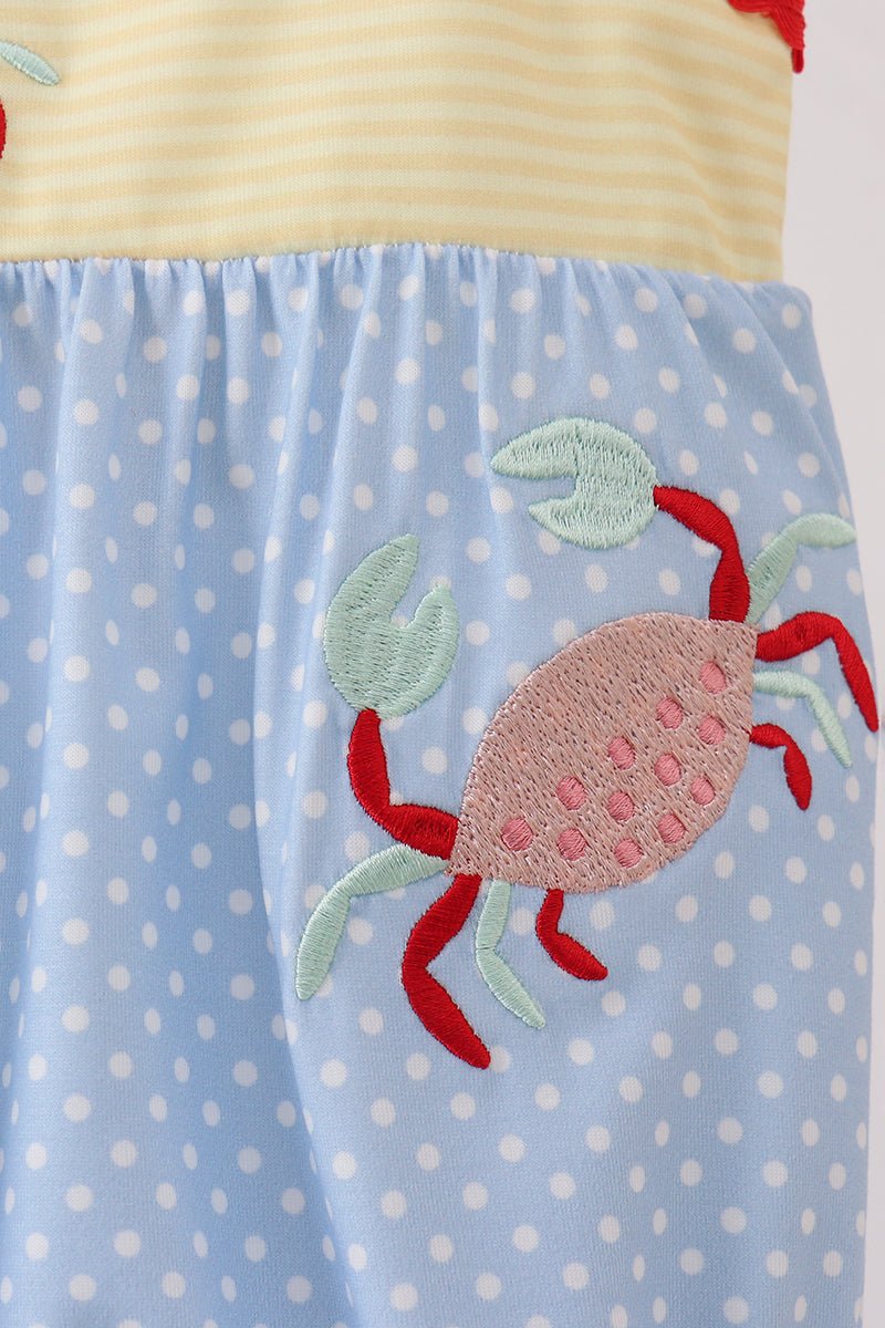 Blue Crab Applique Bubble - Abbies Place