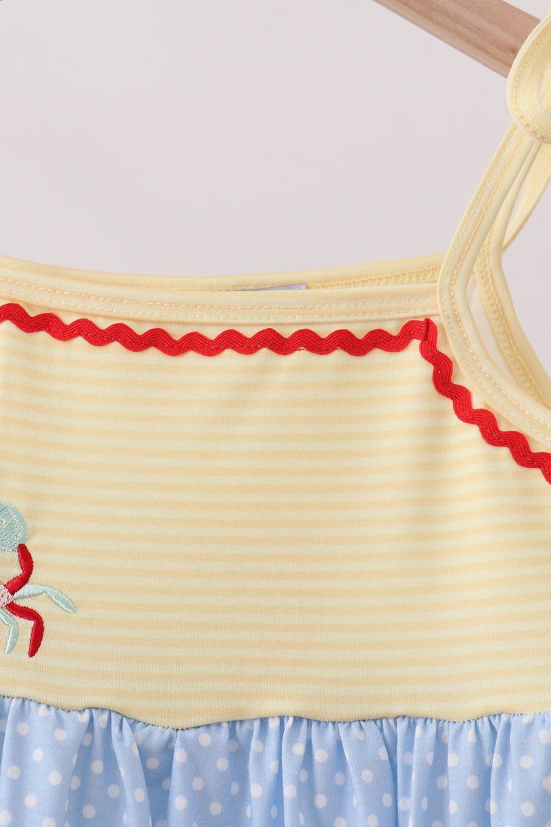 Blue Crab Applique Dress - Abbies Place
