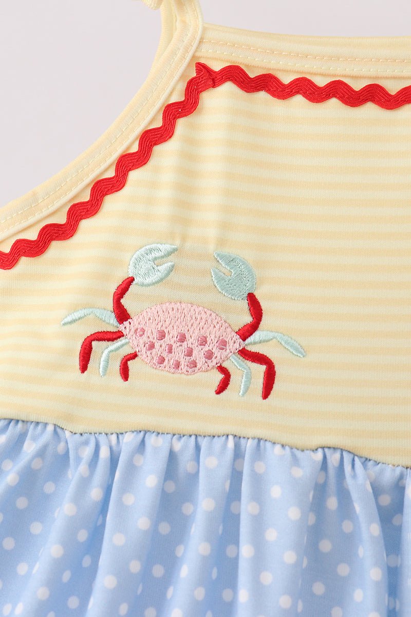 Blue Crab Applique Dress - Abbies Place