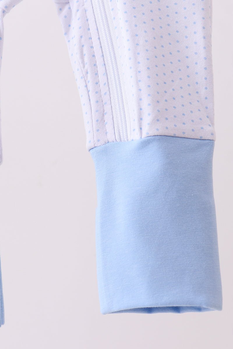 Blue dot horse embroidery romper - Abbies Place