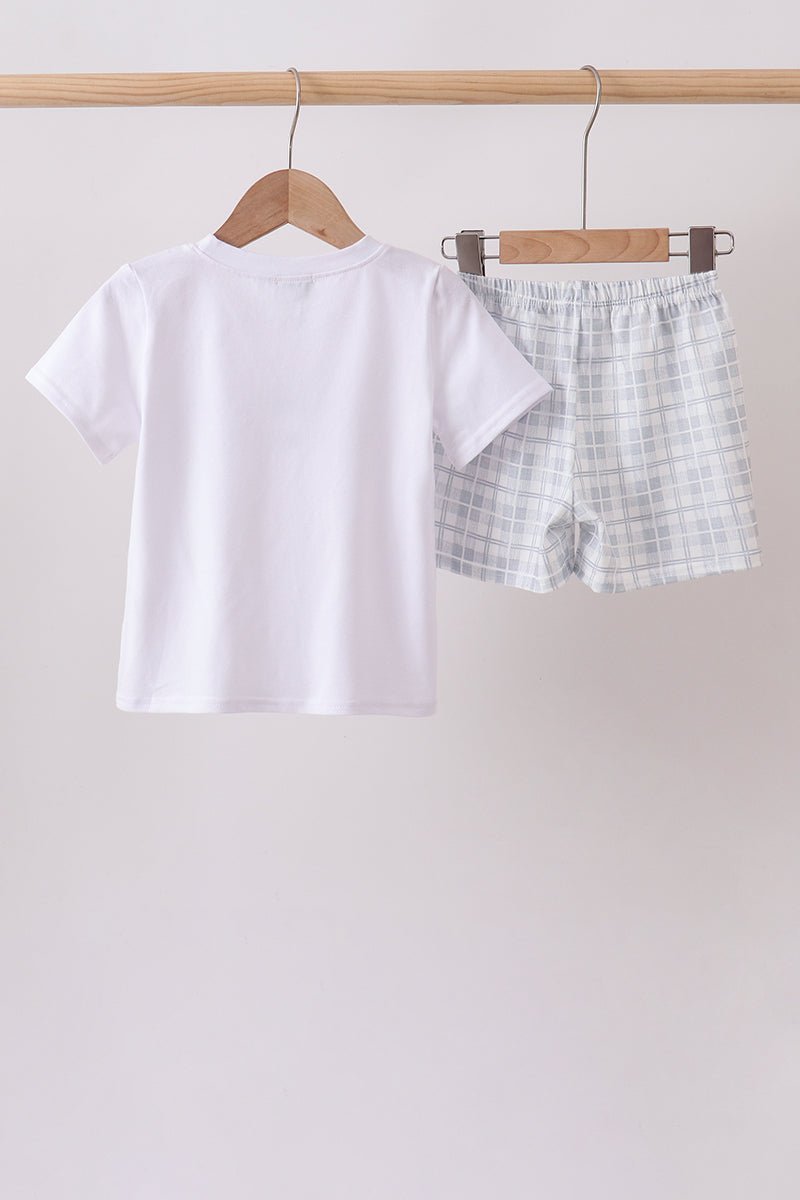 Blue Faith Quote Embroidered Shorts Set - Abbies Place