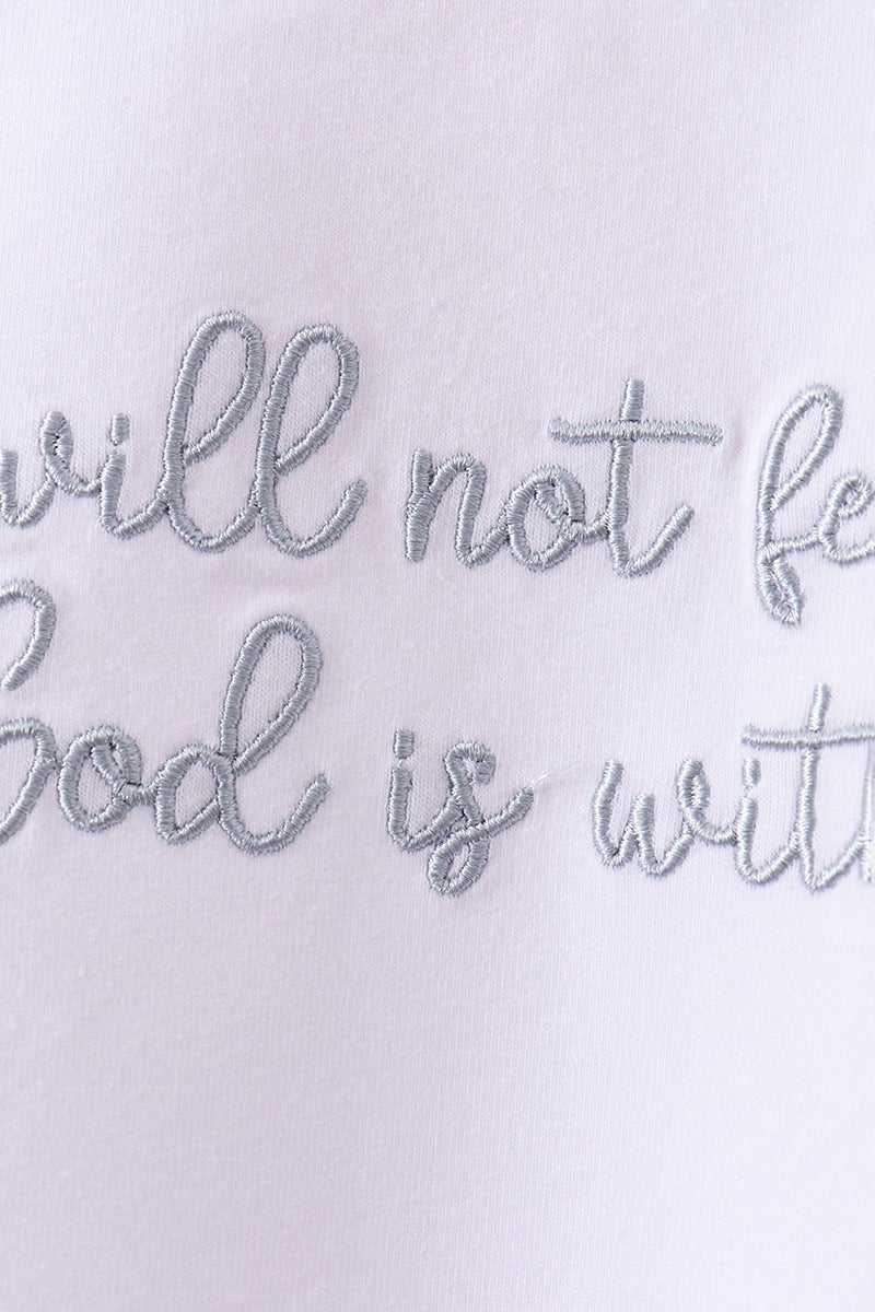 Blue Faith Quote Embroidered Shorts Set - Abbies Place