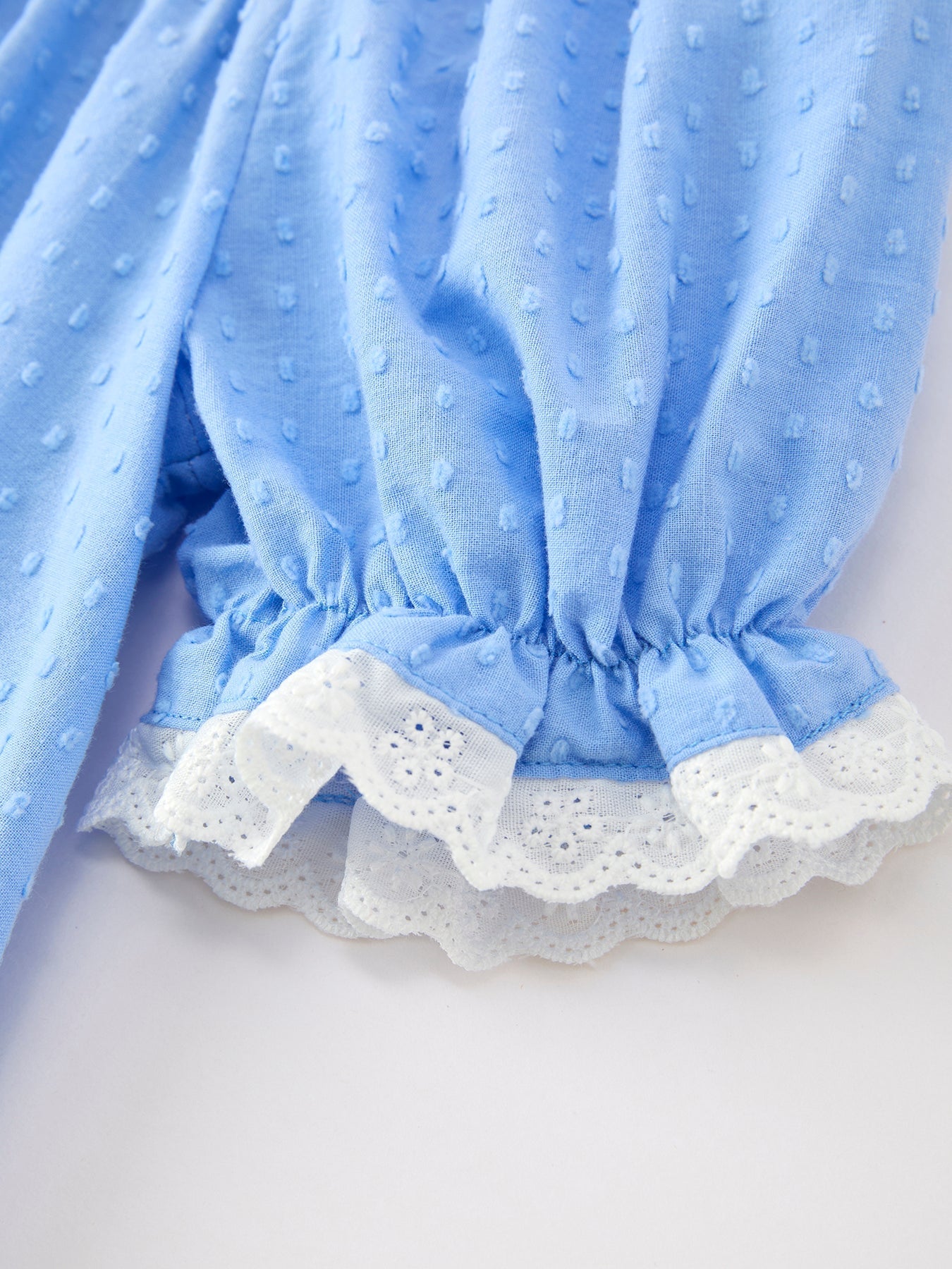 Blue Fall Thanksgiving&Halloween Pumpkin Smock Embroidery Lace Baby Girl Dress - Abbies Place