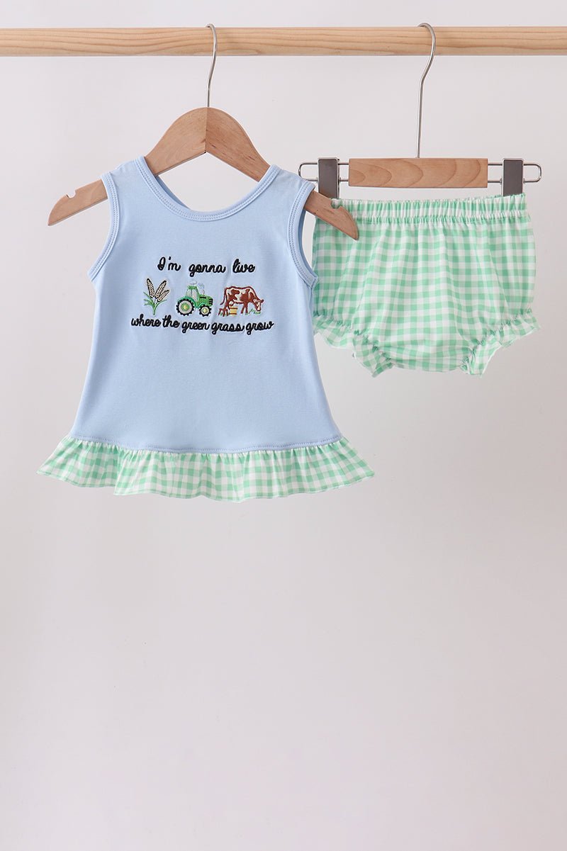 Blue Farm Embroidered Bloomer Set - Abbies Place