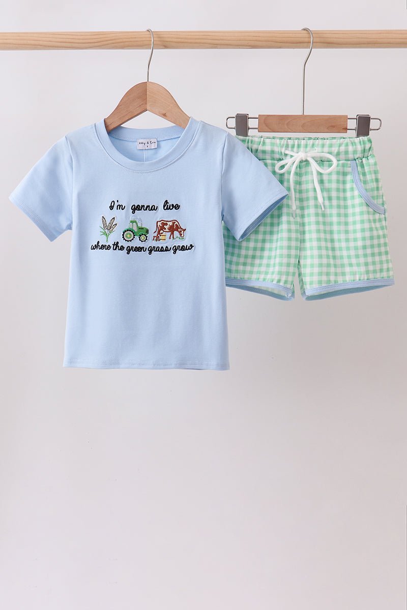 Blue Farm Embroidered Set - Abbies Place