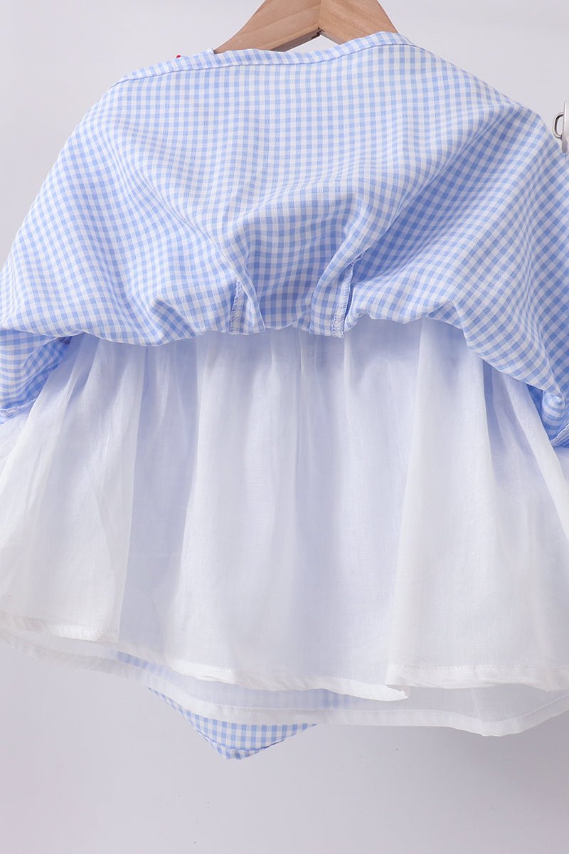 Blue flag smocked ruffle shorts set - Abbies Place