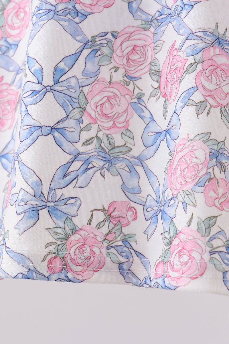 Blue Floral Bow Bloomer Set - Abbies Place