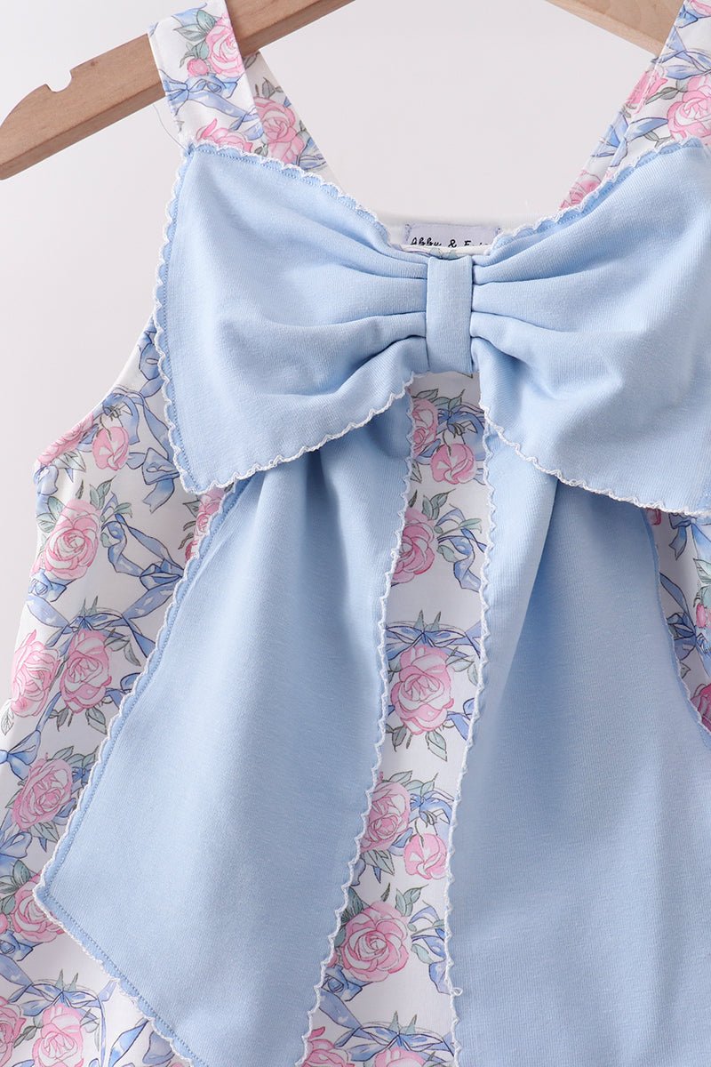 Blue Floral Bow Set - Abbies Place