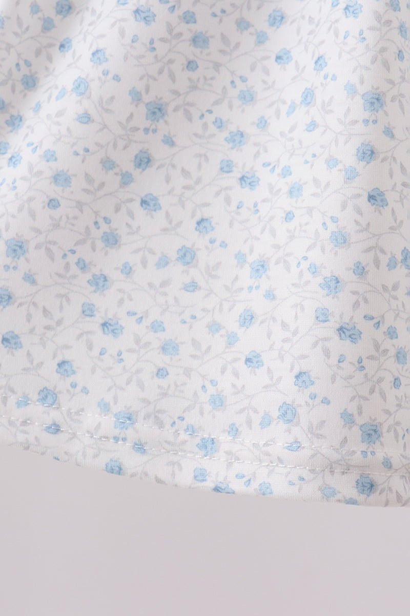 Blue Floral Embroidered Bloomer Set - Abbies Place