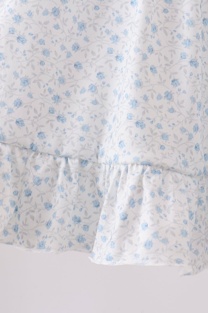 Blue Floral Embroidered Ruffle Shorts Set - Abbies Place