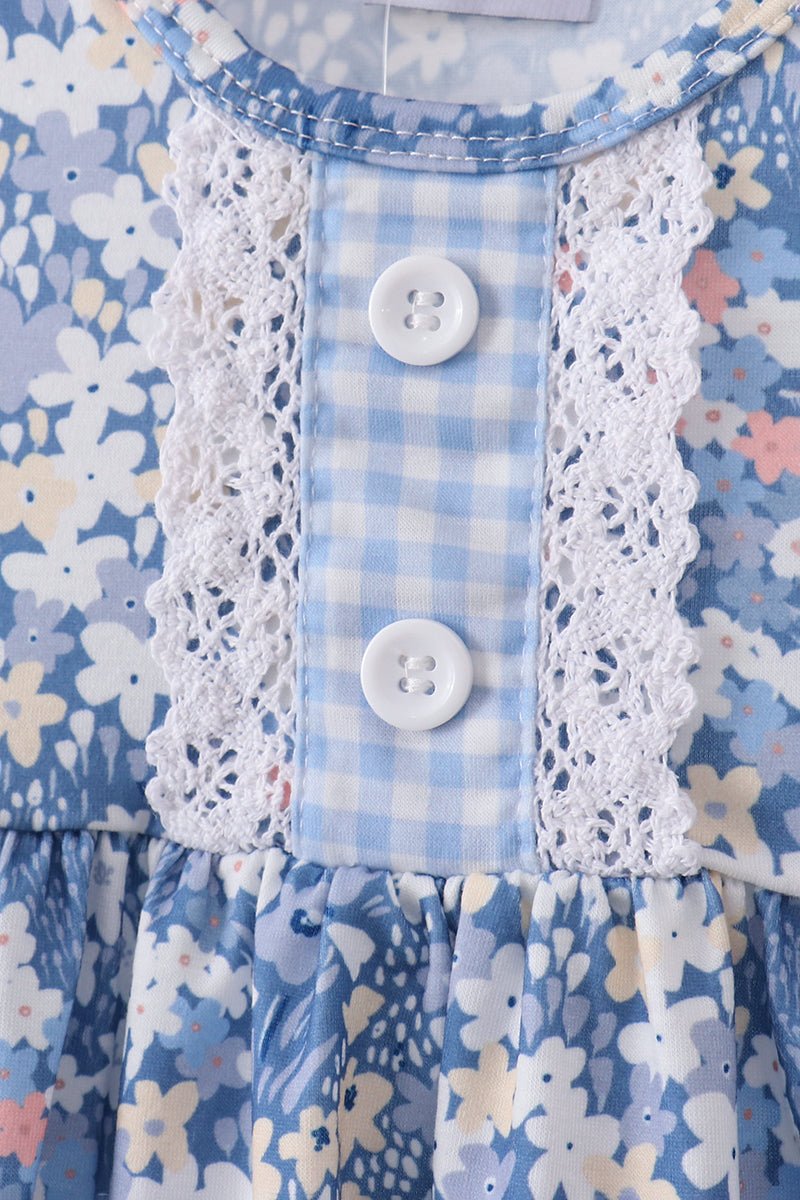Blue Floral Print Bloomer Set - Abbies Place