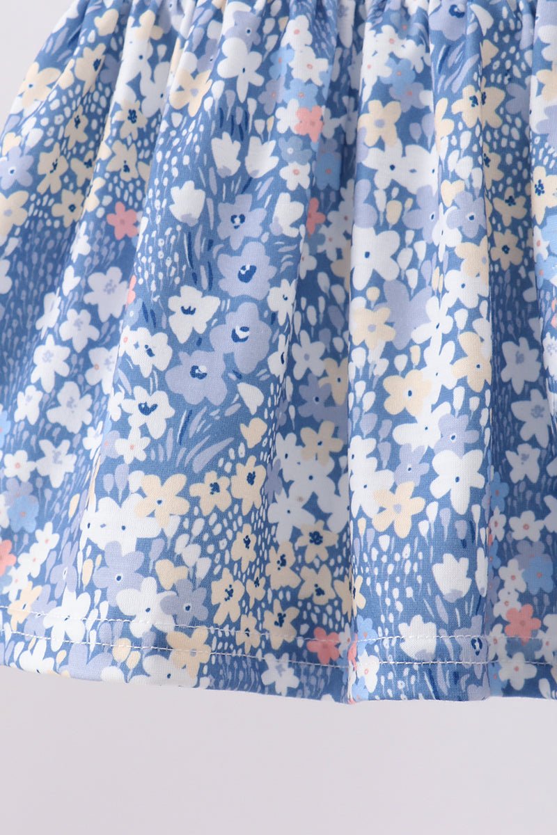 Blue Floral Print Bloomer Set - Abbies Place