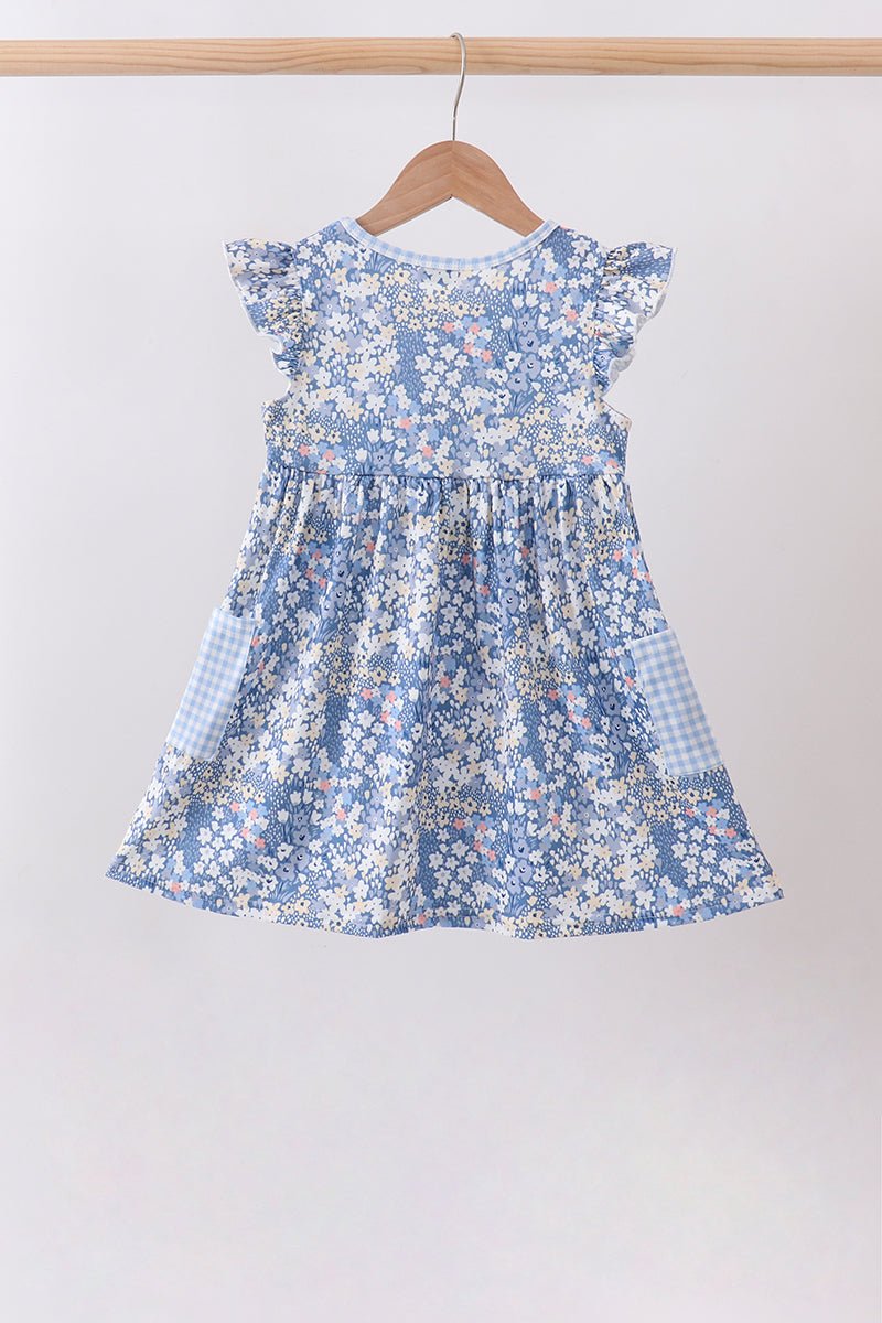 Blue Floral Print Dress - Abbies Place