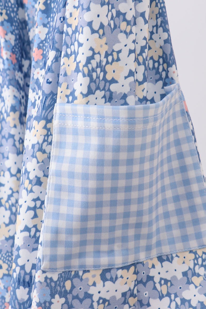 Blue Floral Print Dress - Abbies Place
