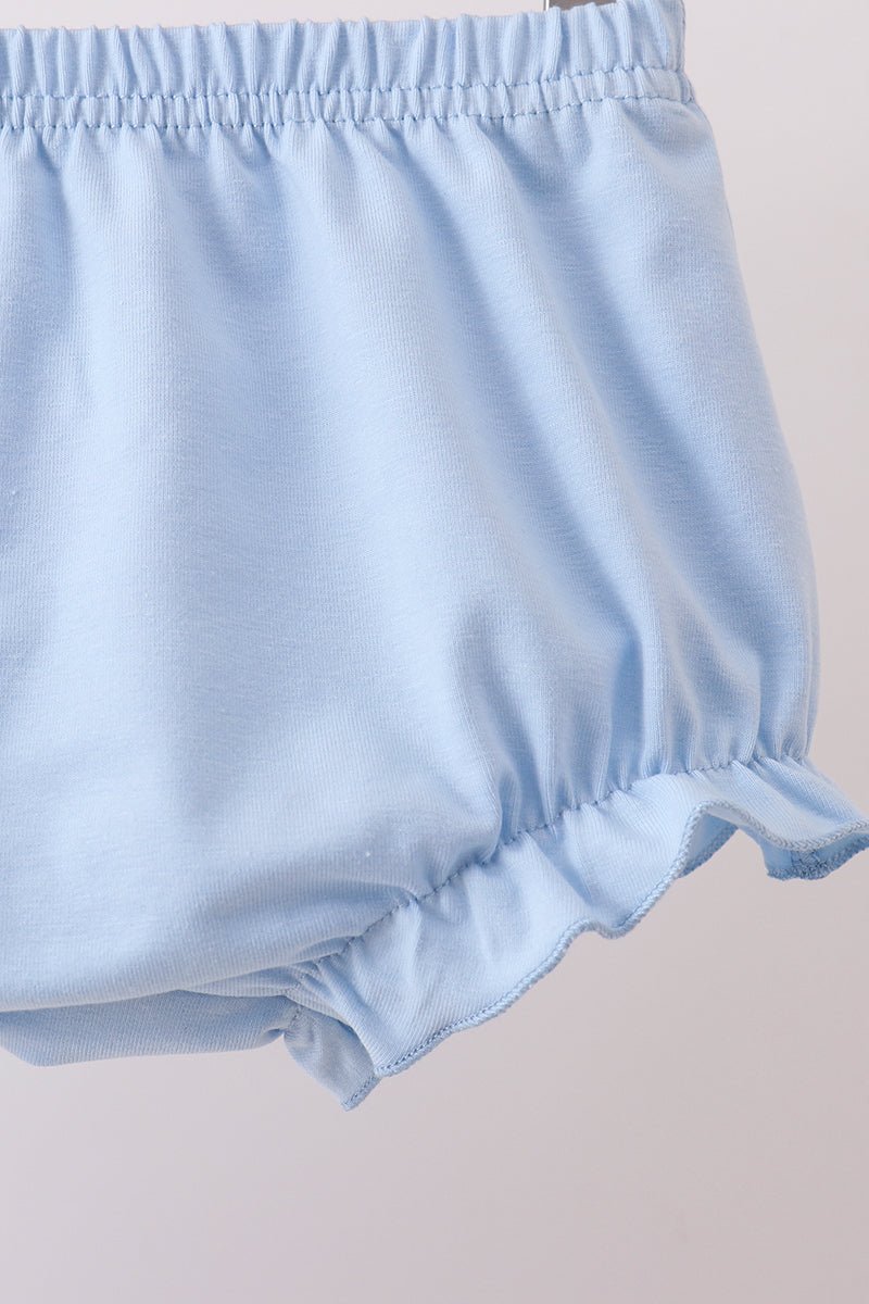 Blue Floral Print Ruffle Bloomer Set - Abbies Place
