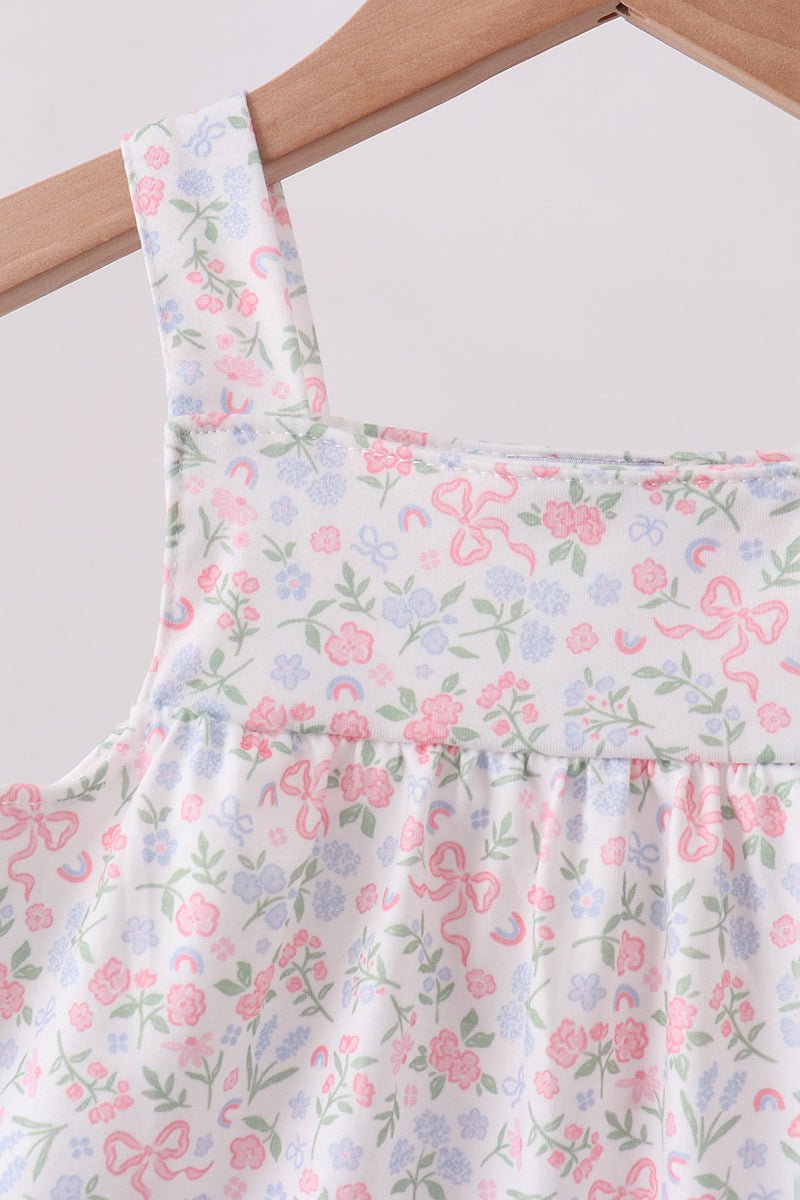 Blue Floral Print Ruffle Bloomer Set - Abbies Place