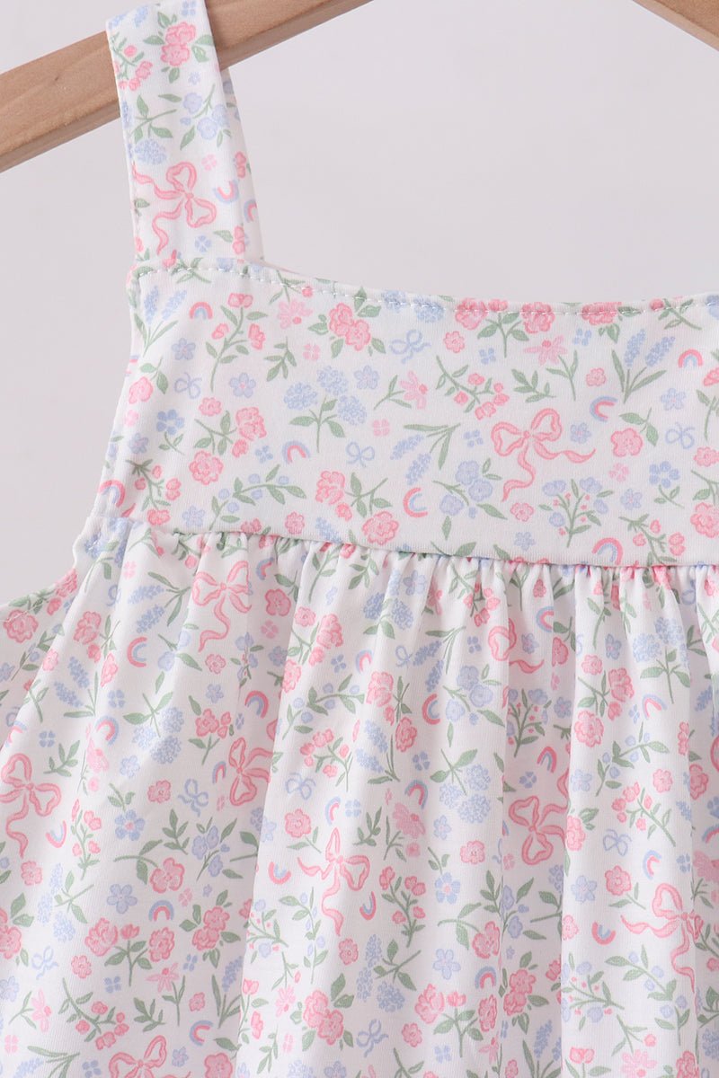 Blue Floral Print Ruffle Shorts Set - Abbies Place