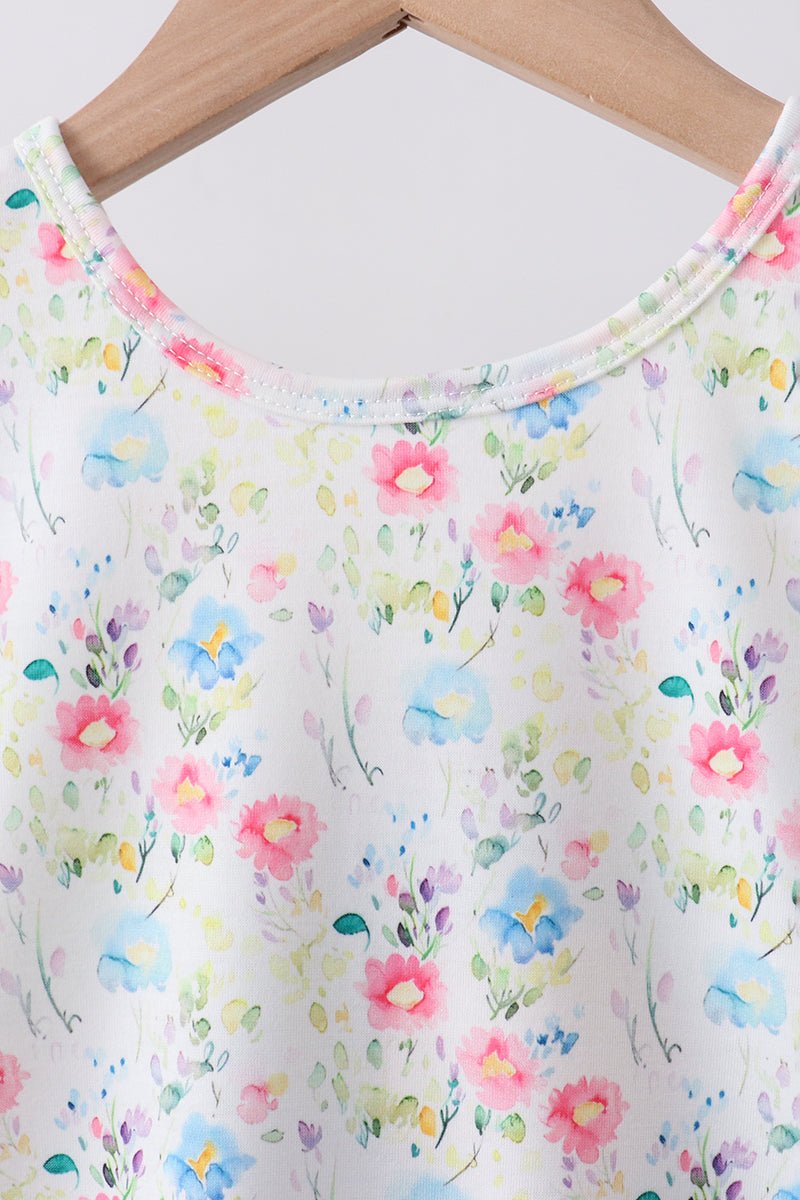 Blue Floral Ruffle Set - Abbies Place