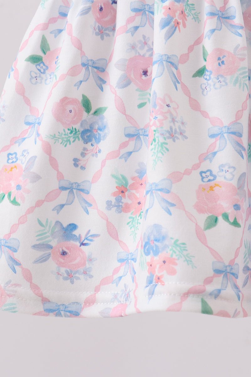 Blue Floral Smocked Bloomer Set - Abbies Place