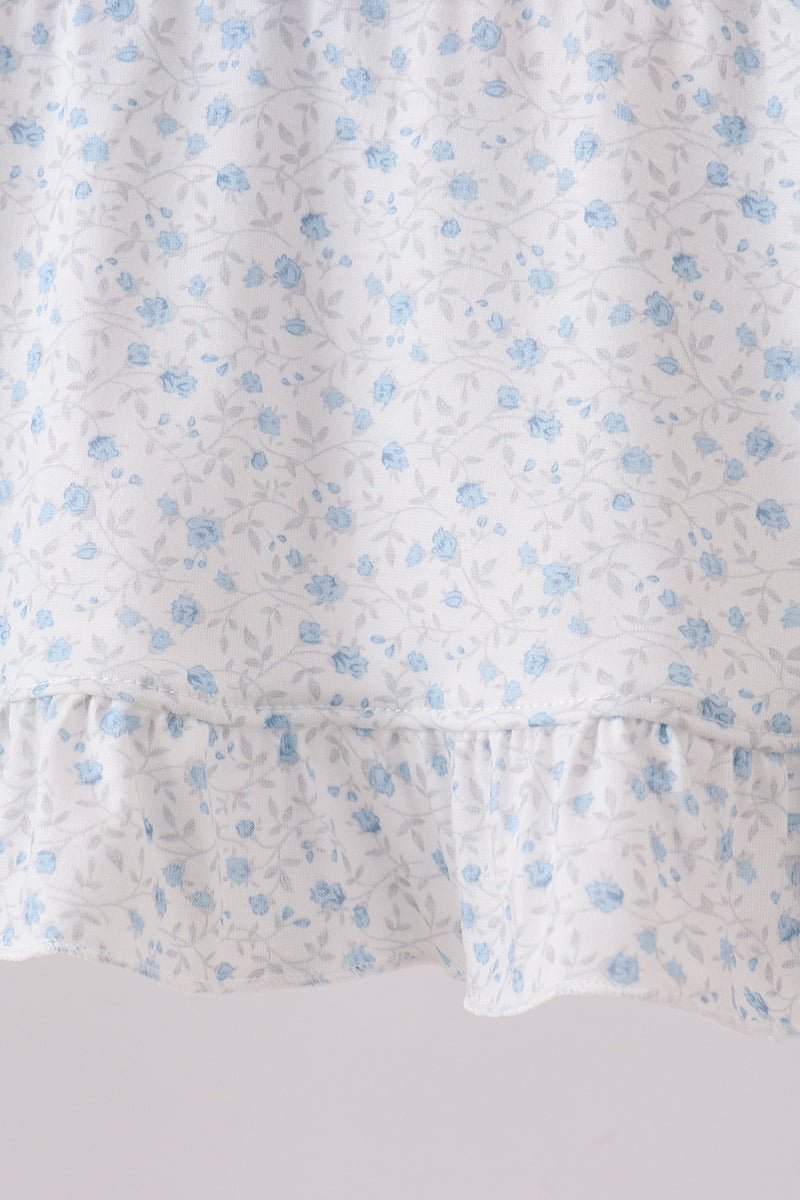 Blue Floral Smocked Ruffle Bloomer Set - Abbies Place