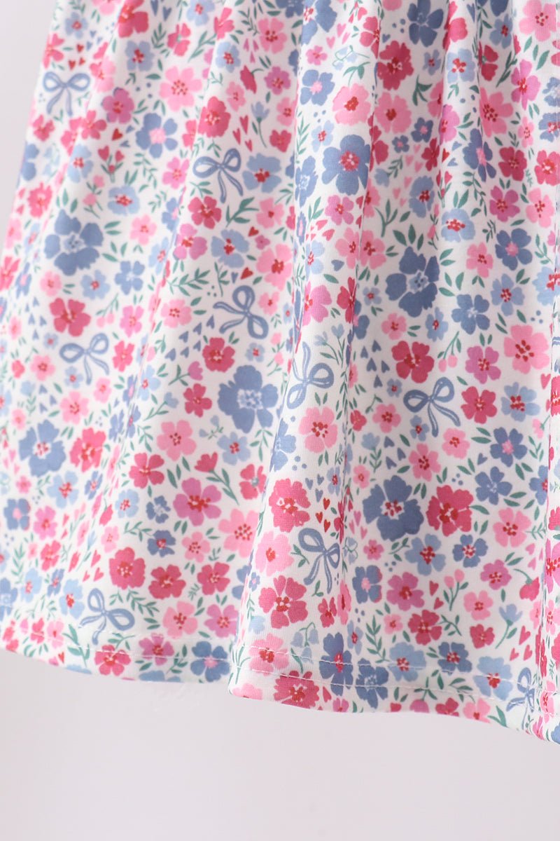 Blue Floral Smocked Scalloped Shorts Set - Abbies Place