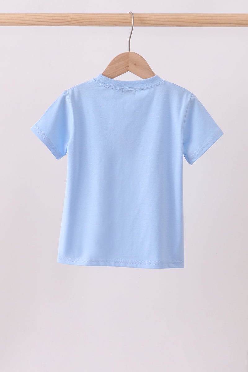 Blue ghost pumpkin embroidery top - Abbies Place