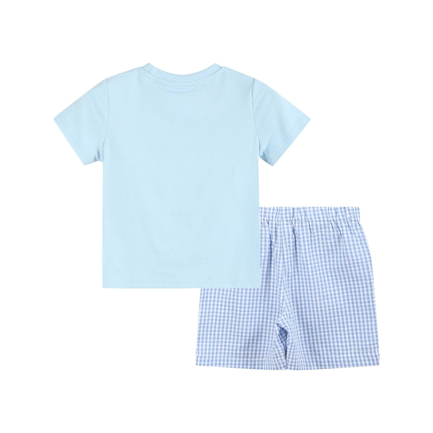 Blue Gingham Crawfish Smocked Shirt and Shorts Set - Abbies Place