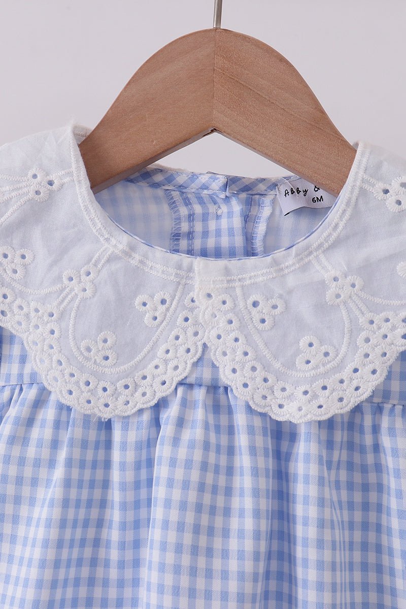 Blue Gingham Lace Bubble - Abbies Place