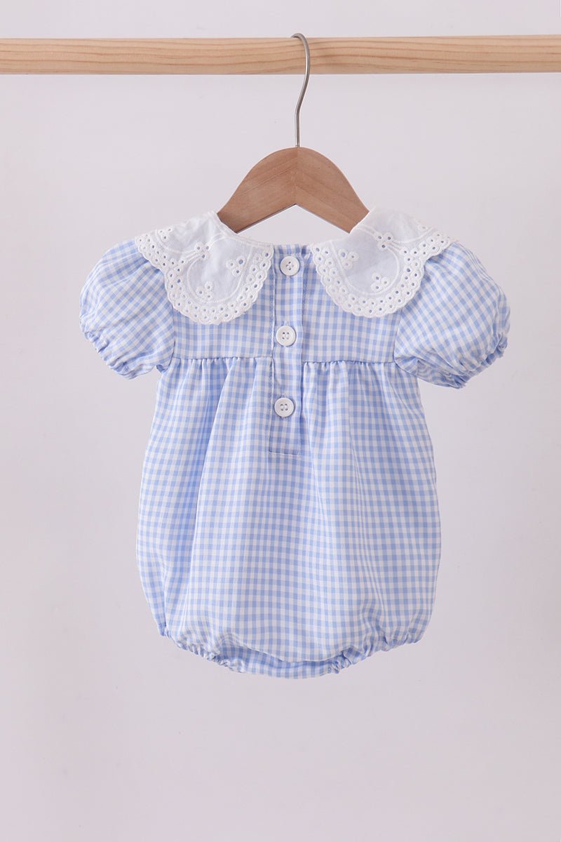 Blue Gingham Lace Bubble - Abbies Place