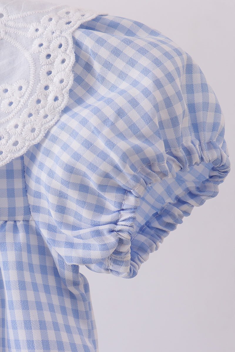 Blue Gingham Lace Bubble - Abbies Place