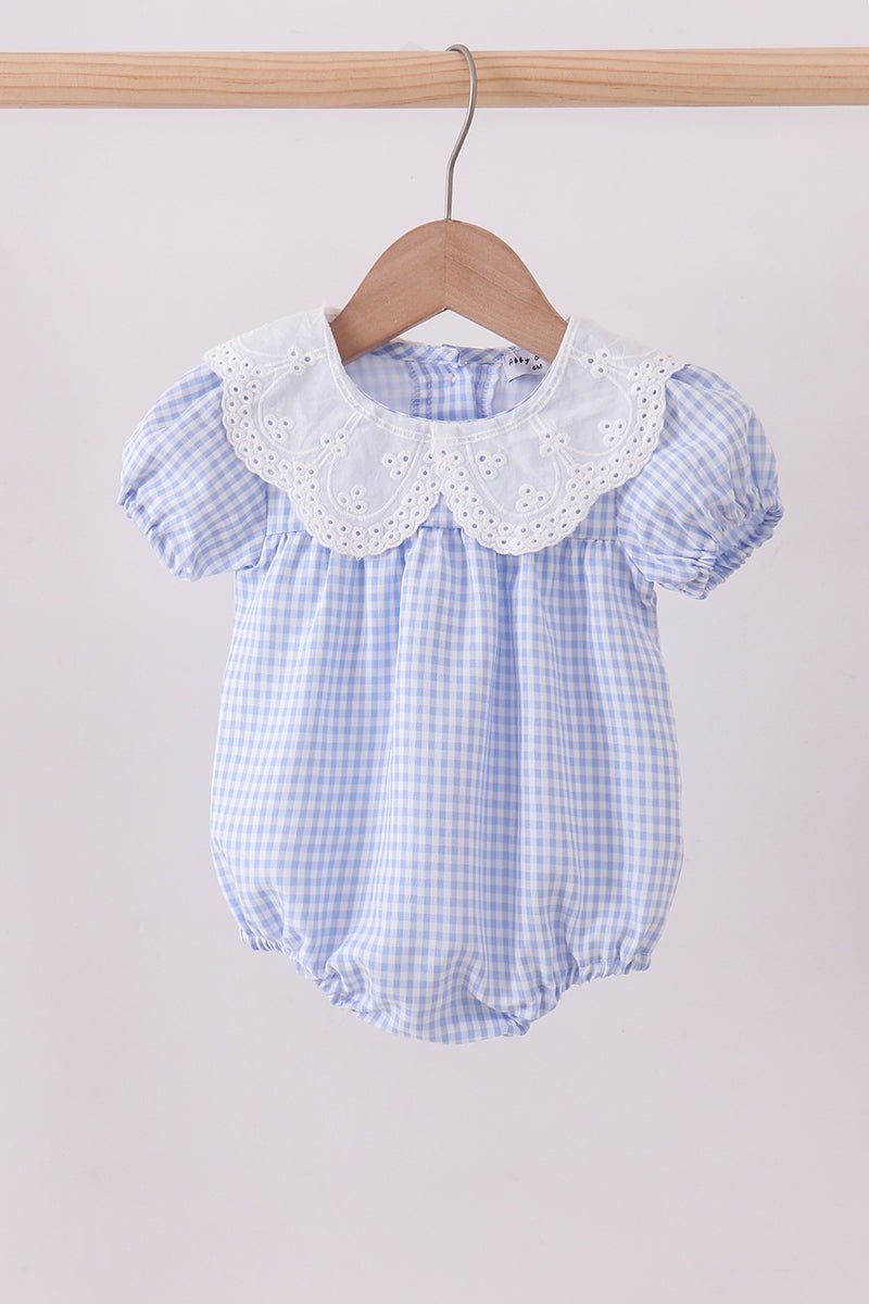 Blue Gingham Lace Bubble - Abbies Place