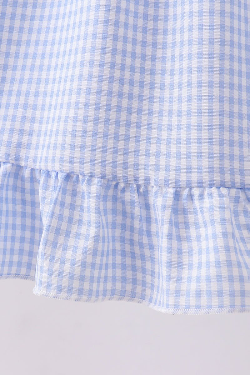 Blue Gingham Lace Ruffle Dress - Abbies Place