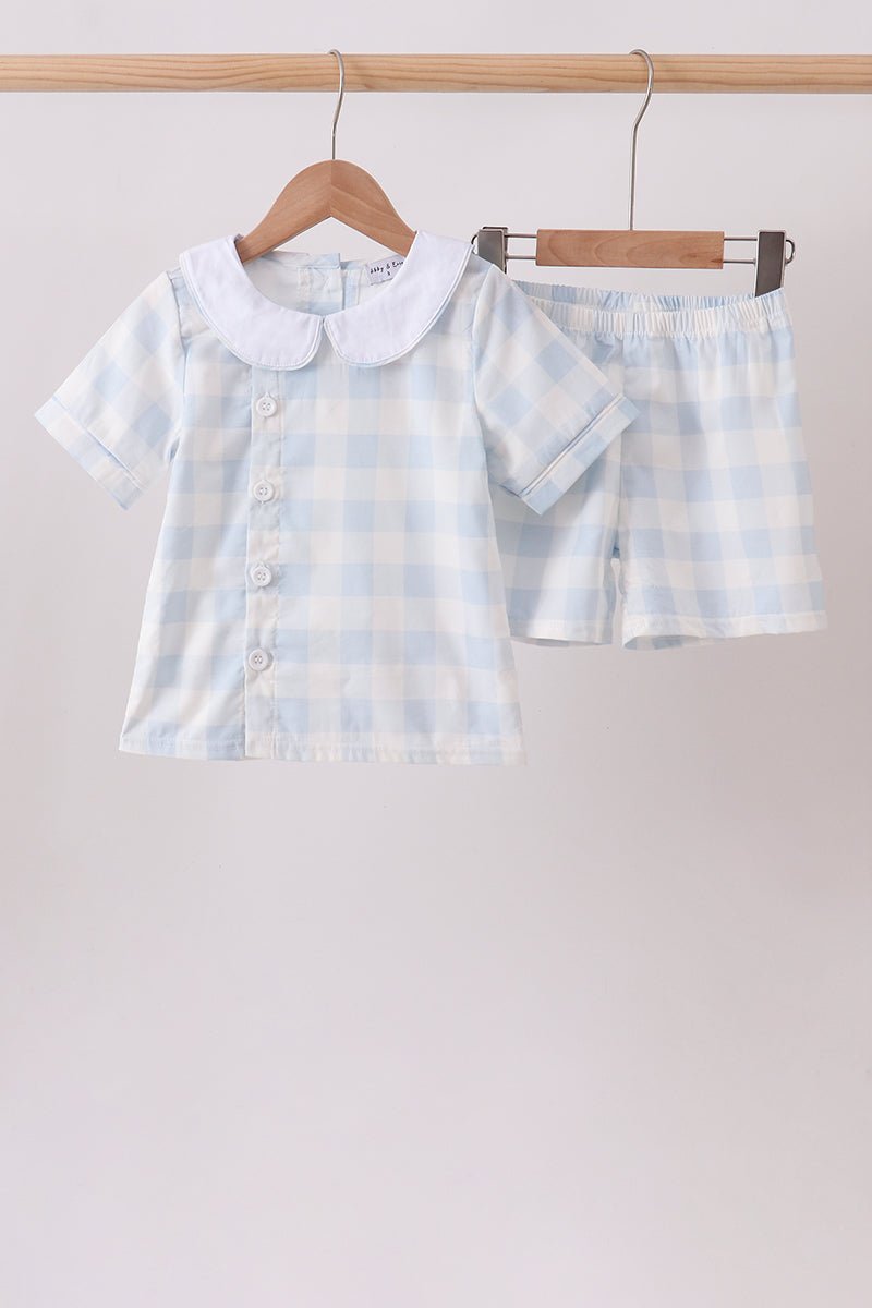 Blue Gingham Shorts Set - Abbies Place