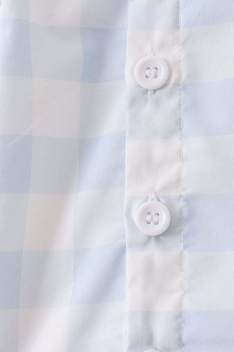 Blue Gingham Shorts Set - Abbies Place