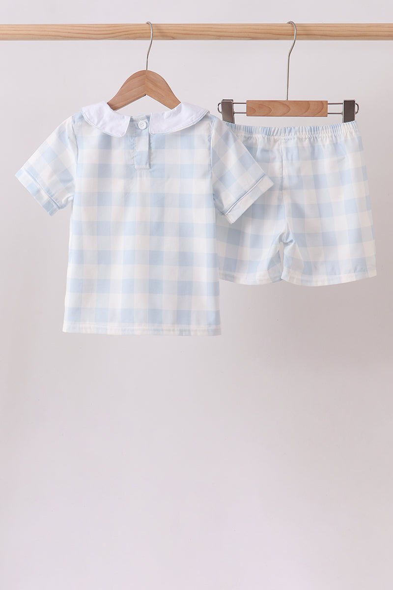 Blue Gingham Shorts Set - Abbies Place