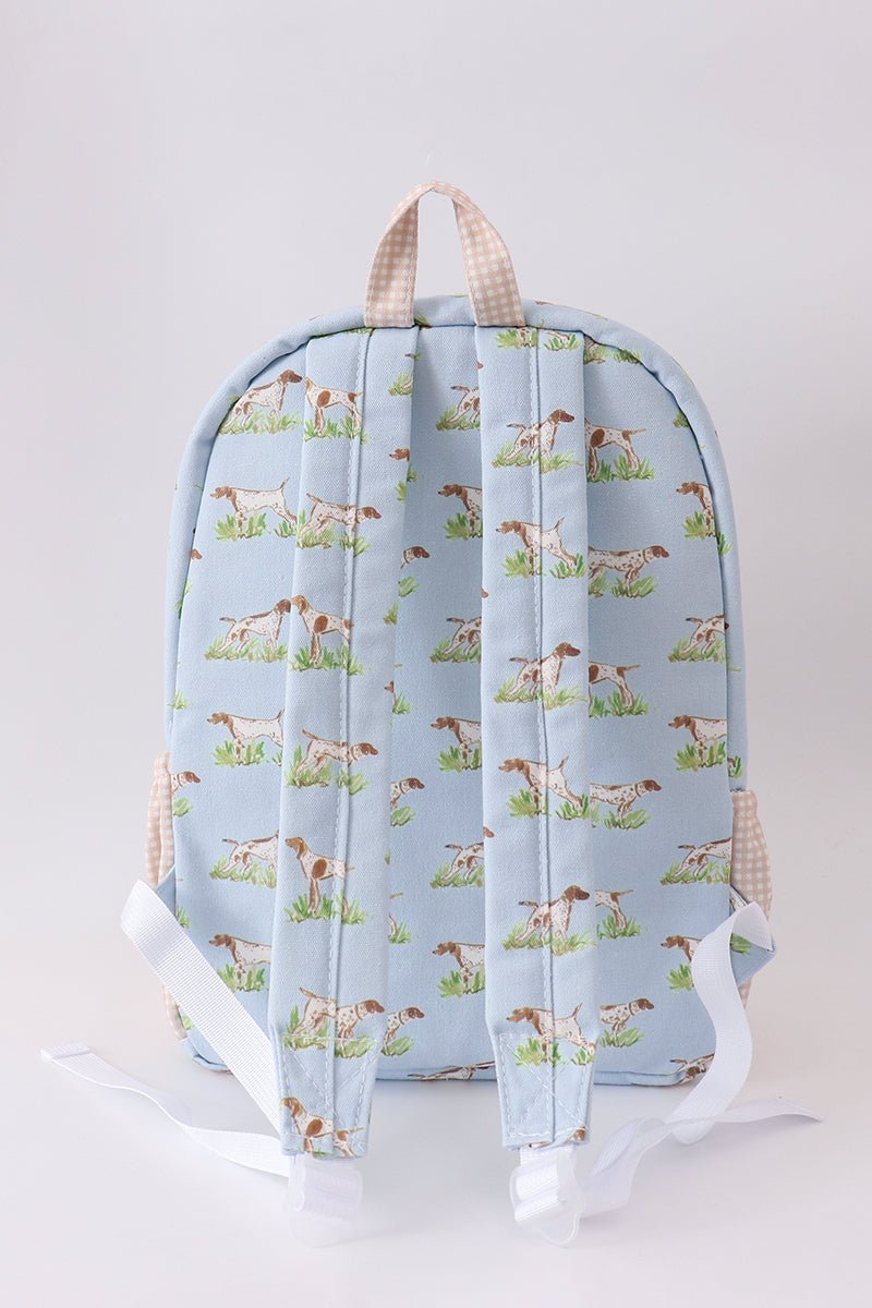 Blue hunting dog embroidery backpack - Abbies Place
