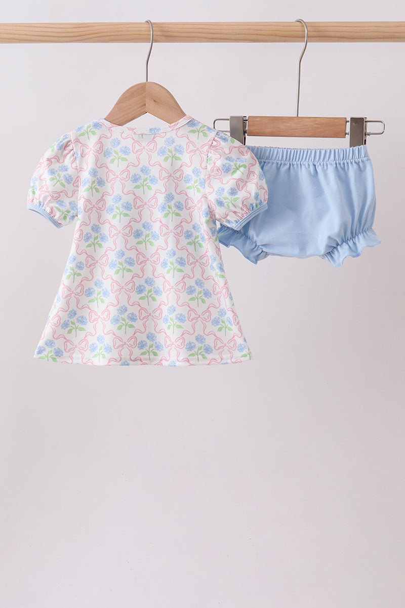 Blue Hydrangea Bow Bloomer Set - Abbies Place