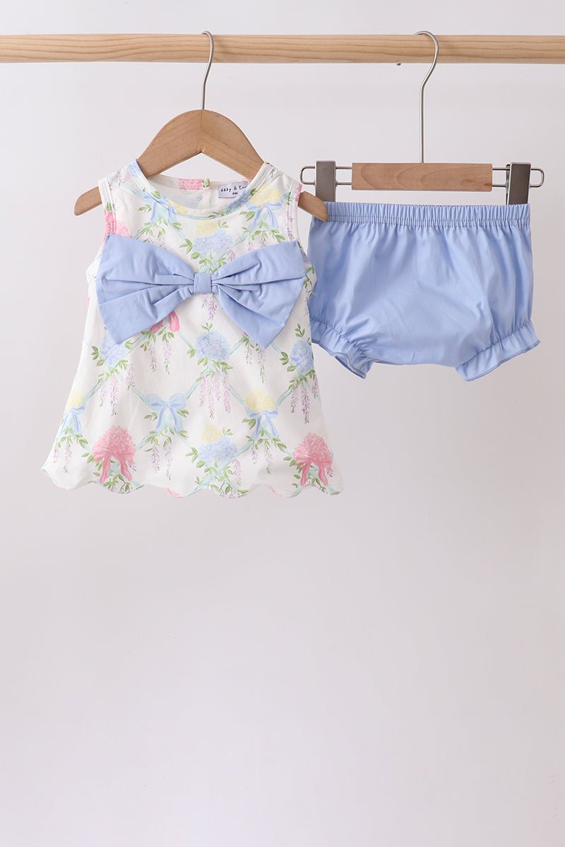 Blue Hydrangea Bow Bloomer Set - Abbies Place