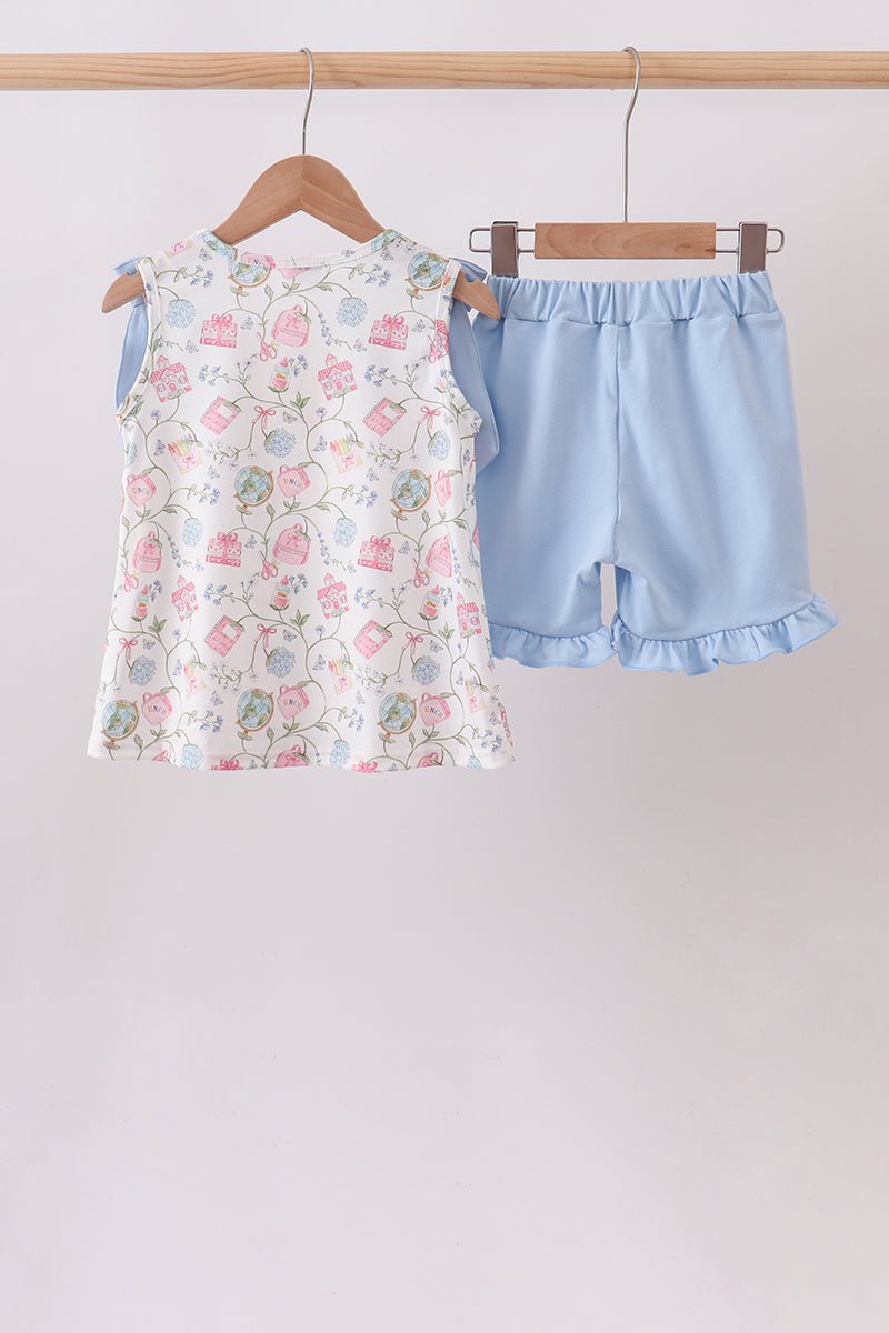 Blue Hydrangea Ruffle Shorts Set - Abbies Place