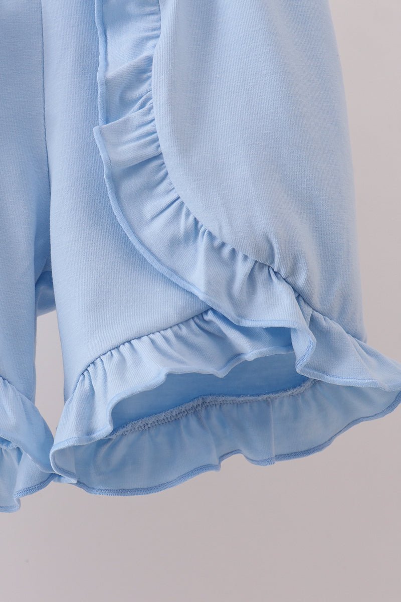 Blue Hydrangea Ruffle Shorts Set - Abbies Place
