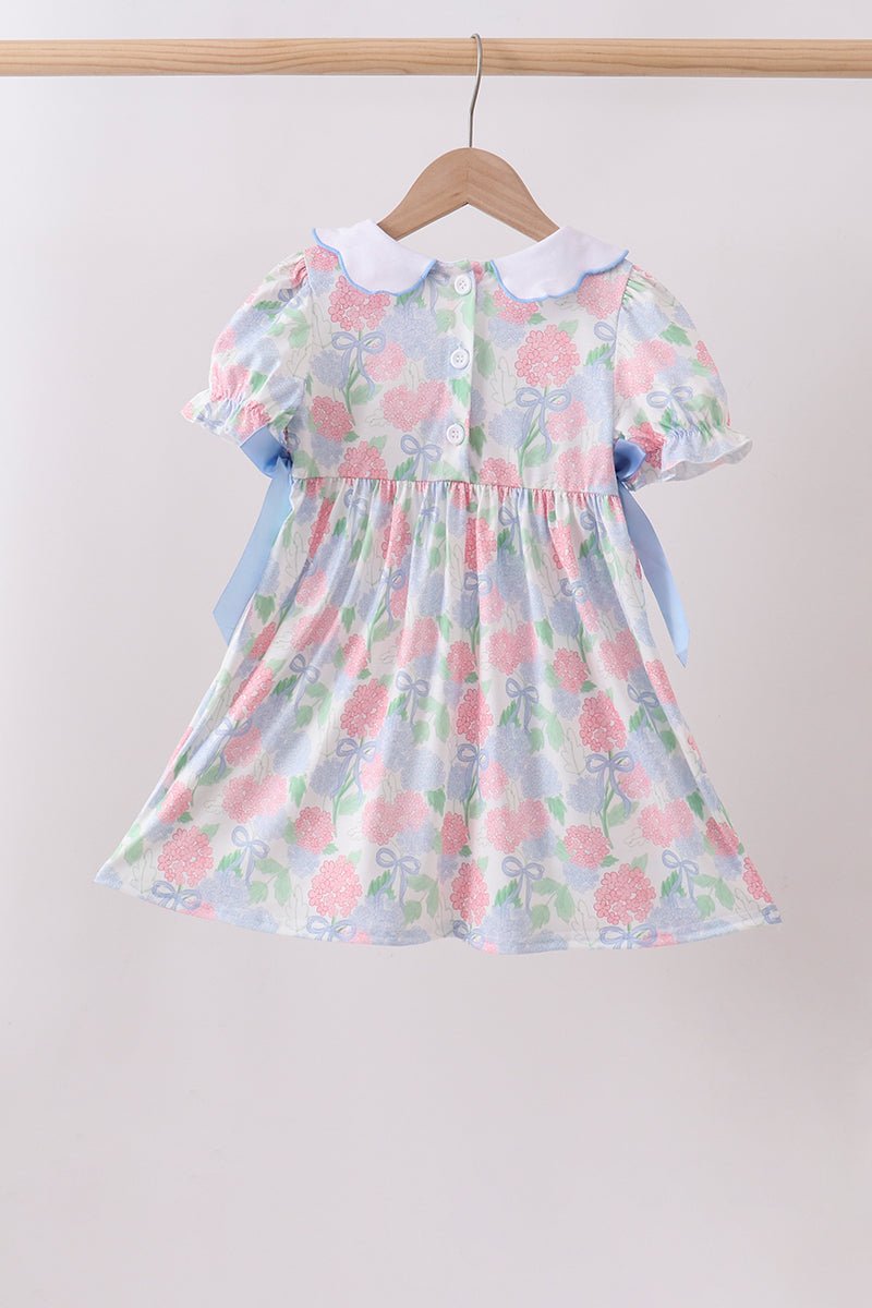 Blue Hydrangea Smocked Pearl Dress - Abbies Place