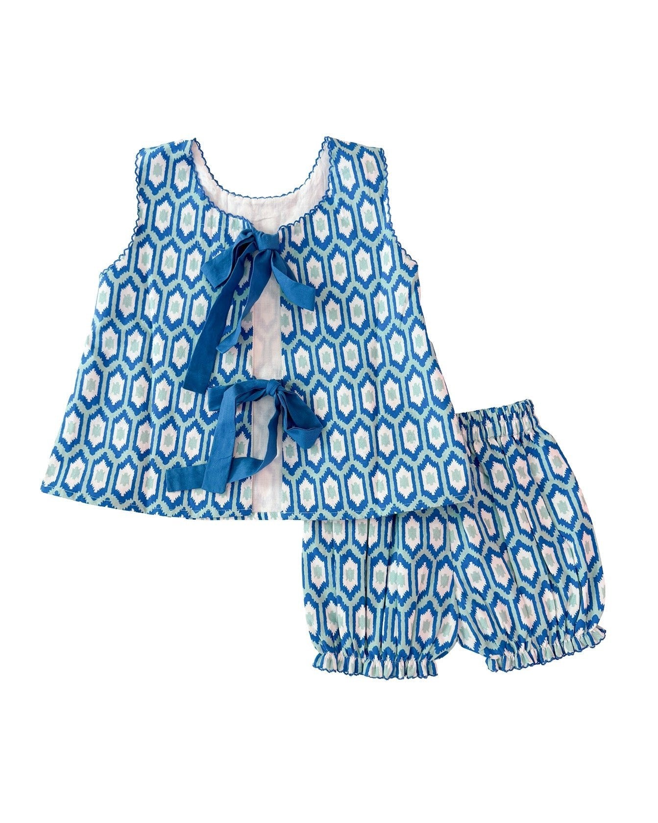 Blue Ikat Bloomer Set- FINAL SALE - Abbies Place