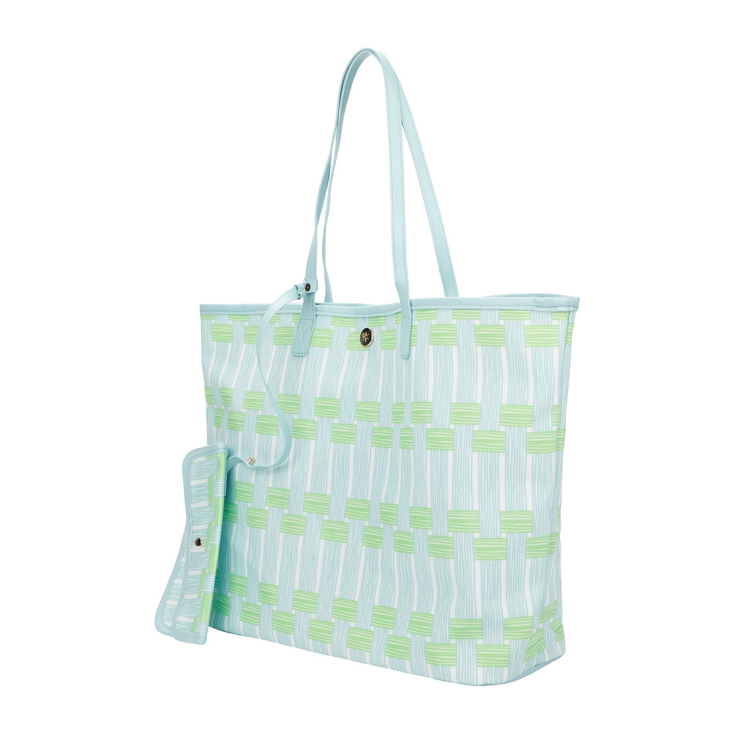 Blue Lattice Oversized Tote with Wallet - Abbies Place